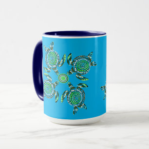 Four Green Turtles Dot Art,   Mug