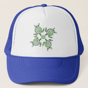 Four Green Turtles Dot Art, Trucker Hat
