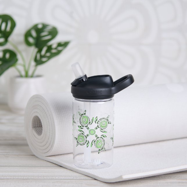Four Green Turtles Dot Art,    Water Bottle (Yoga)