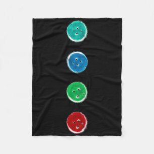 Four Groovy Buttons Blue Cat Fun Halloween Custom  Fleece Blanket