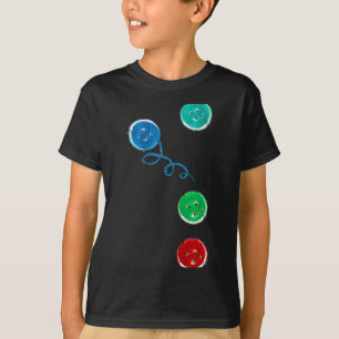 Four Groovy Buttons Blue Cat Funny Halloween T-Shirt