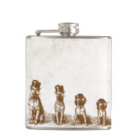 Four Grumpy Hipster Bull Dogs Vintage Sepia Art