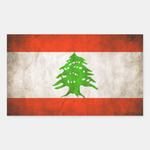 FOUR Grungy Lebanon Flag Rectangular Sticker
