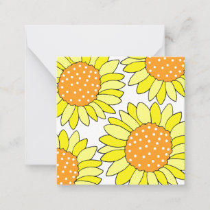 Four Hand Drawn Yellow Orange Sunflowers Card