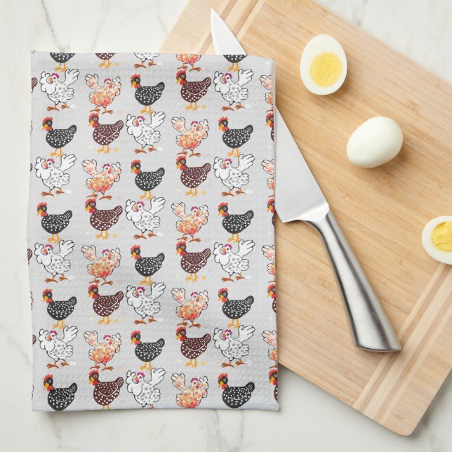 Four happy hens tea towel (Quarter Fold)