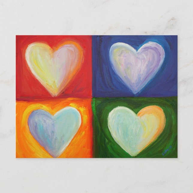 Four Hearts Love Personalised Art Postcards (Front)