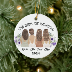 FOUR HEARTS, ONE SISTERHOOD CERAMIC TREE DECORATION