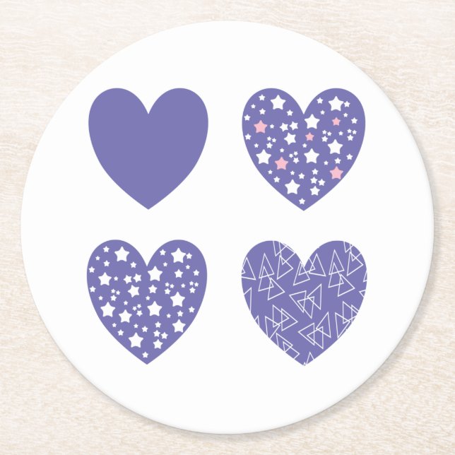 Four Hearts Round Paper Coaster (Front)