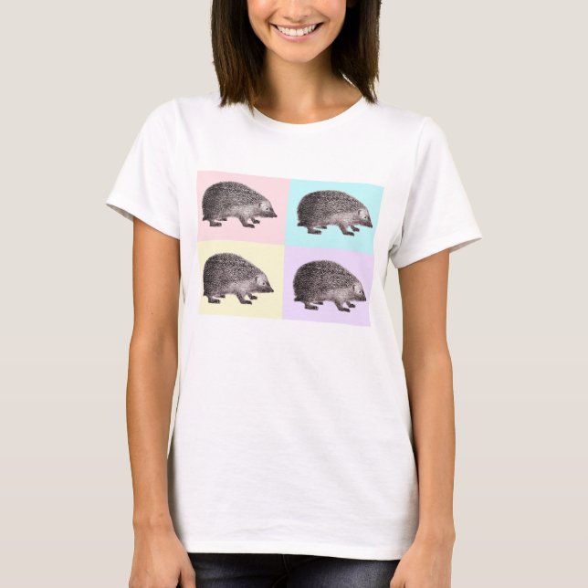Four Hedgehog T-Shirt - Pretty Pastel Colours (Front)