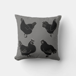 Four Hens~Silhouette~Pattern  Cushion