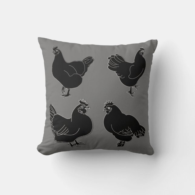 Four Hens~Silhouette~Pattern  Cushion (Front)
