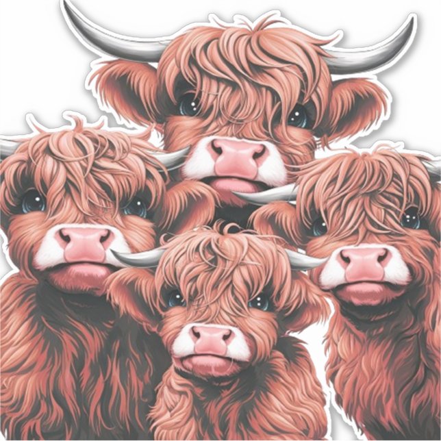 Four Highland Cows Staring (Front)