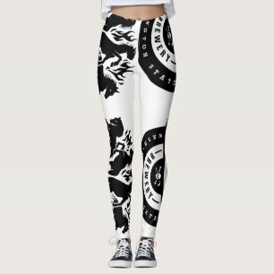 Four Horsemen Monochrome Illustrated Pattern Leggings