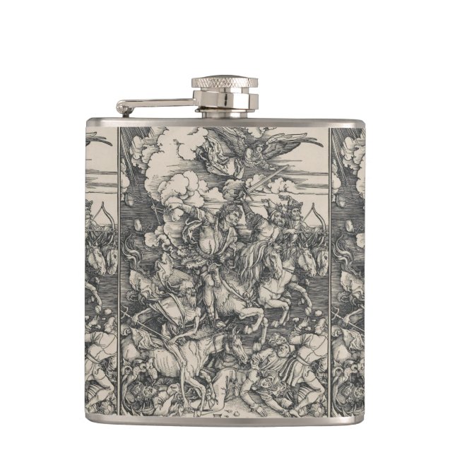 Four Horsemen of the Apocalypse by Durer Hip Flask (Front)