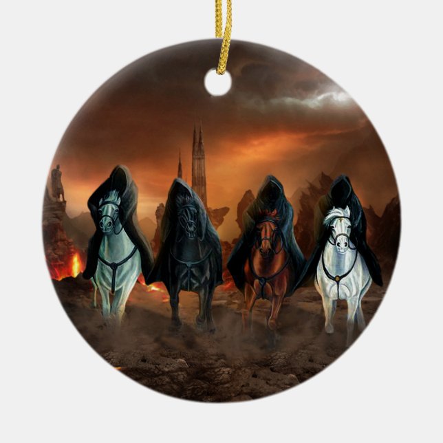 Four Horsemen Of The Apocalypse Ceramic Tree Decoration (Front)