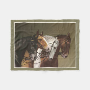 FOUR HORSES Fine Art Print Fleece Blanket