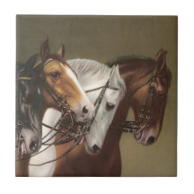 Four Horses Vintage Art Feature Tile