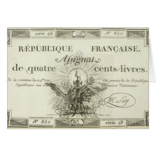 Four hundred livre banknote, 21st September 1792
