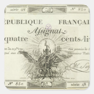 Four hundred livre banknote, 21st September 1792 Square Sticker