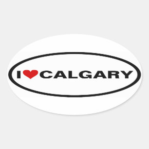 FOUR I [Heart] Calgary Oval Sticker