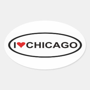 FOUR "I [heart] Chicago" Oval Sticker