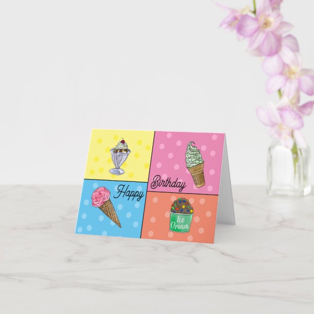 Four Ice Cream Birthday Card (Orchid)