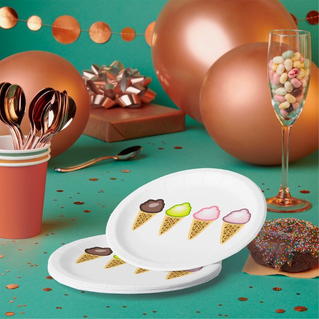 Four Ice Creams Paper Plate (Creator Uploaded)