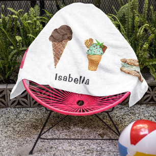 Four Ice Creams Personalised Beach Towel