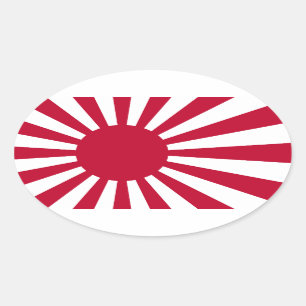 FOUR Imperial Japanese Navy Ensign Oval Sticker