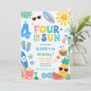 Four in the Sun 4th Birthday Party Invitation