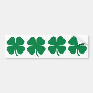 FOUR Irish Shamrock Bumper Sticker