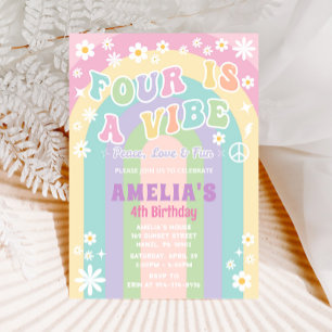 Four is a vibe birthday invitation