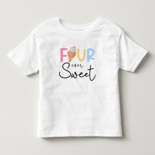 Four Is So Sweet Ice Cream Summer 4th Birthday Toddler T-Shirt