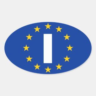 FOUR Italy "I" European Union Flag Oval Sticker