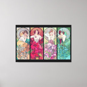 Four Jewels, Alphonse Mucha Canvas Print