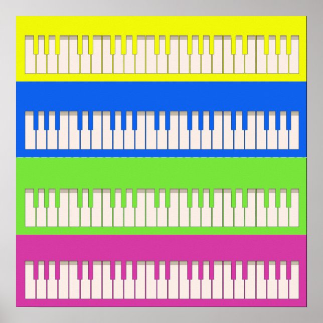 Four Keyboards Pop Art Poster (Front)