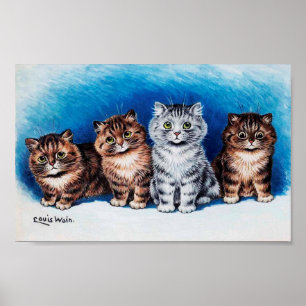 Four Kittens, Louis Wain Poster