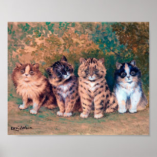 Four Kittens, Louis Wain Poster