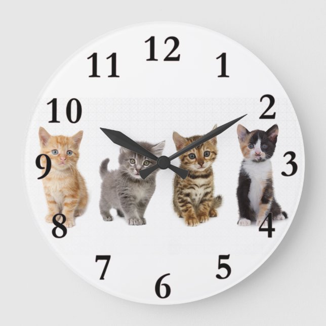 Four Kittens Round Wall Clock (Front)