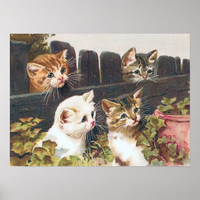 "Four Kittens" Vintage Poster (Front)