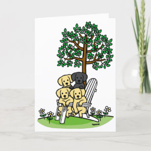 Four Labradors in their garden Card