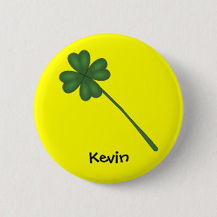 Four leaf clover 6 cm round badge