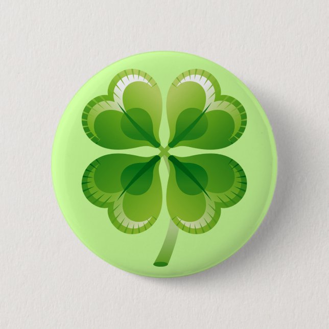 FOUR LEAF CLOVER 6 CM ROUND BADGE (Front)