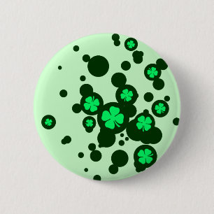 four leaf clover : bubbles : 6 cm round badge