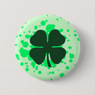 four leaf clover : bubbles : 6 cm round badge