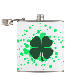 four leaf clover bubbles hip flask