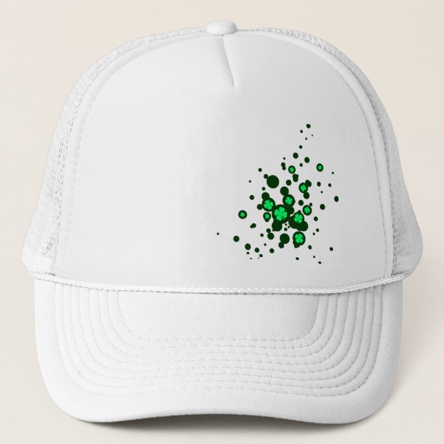 four leaf clover : bubbles : trucker hat (Front)