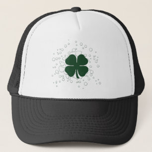 four leaf clover : bubbles : trucker hat