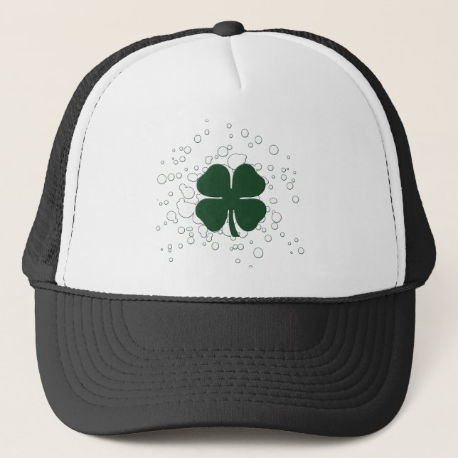four leaf clover : bubbles : trucker hat (Front)