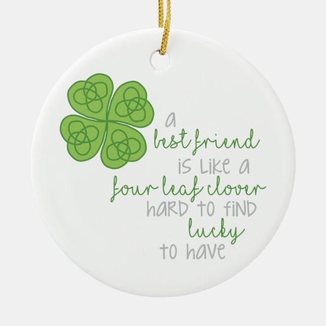Four Leaf Clover Ceramic Tree Decoration (Front)